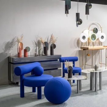 Удобен стол за гледане на телевизия Скандинавските столове Дизайн на Подовите столове за всекидневна с Подвижна Облегалка с Елегантни Мебели за грим в Хола 3