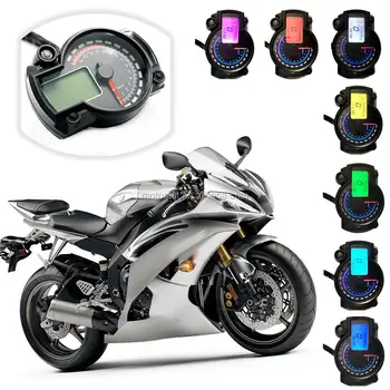 Универсален 7 Цвята Мотоциклет Цифров Уред за измерване на Скоростта на Километража Регулируем LCD Панел-Сензор за RX2N 4 цилиндъра 3