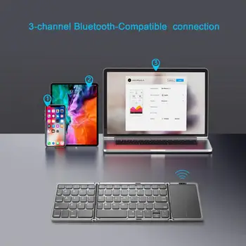 Универсална безжична клавиатура Нескользящая Bluetooth-съвместима Клавиатура с тачпадом Энергосберегающая Сгъваема клавиатура за PC Набор на текст