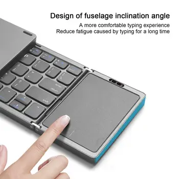 Универсална безжична клавиатура Нескользящая Bluetooth-съвместима Клавиатура с тачпадом Энергосберегающая Сгъваема клавиатура за PC Набор на текст 3