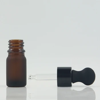 Флакони капкомер на дистрибутора на маслиново масло с кехлибарен цвят малък размер на 5 мл от матирано стъкло за опаковане на етерично масло