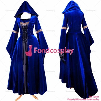 фондкосплей Викторианска рокля в стил РОКОКО Бална рокля Готик Пънк синьо кадифе костюм за cosplay, CD/TV[G1425] 0