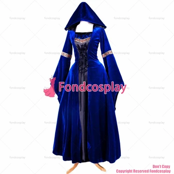 фондкосплей Викторианска рокля в стил РОКОКО Бална рокля Готик Пънк синьо кадифе костюм за cosplay, CD/TV[G1425] 2