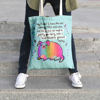 Холщовая чанта през рамо, чанти за съхранение на козметика, пътна Женствена чанта за пазаруване, Текстилен калъф с шарките на kawai, Адаптивни 4