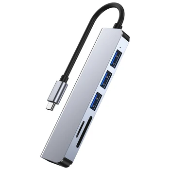 Хъб Type-C USB C До 4K, HDMI-Съвместим Четец на карти SD TF USB 3.0 Адаптер 6-в-1 USB Зарядно устройство за MacBook Air Pro huawei Matebook 1