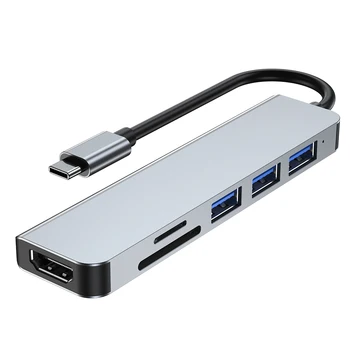 Хъб Type-C USB C До 4K, HDMI-Съвместим Четец на карти SD TF USB 3.0 Адаптер 6-в-1 USB Зарядно устройство за MacBook Air Pro huawei Matebook 3