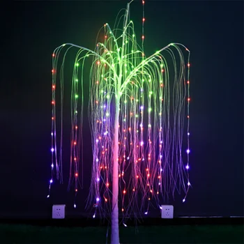 Цветна 2.1 M 400LED Ивовая коледно Дърво Осветена Коледен Декор Страхотна Лампа С Дистанционно Изкуствено Дърво Струнен Лампа За Вътрешно Празник 3