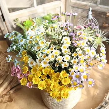 Цветя Букет Маргаритки Имитация на Растенията Фалшиви цветя Маргаритки Цвете за Дома Сватбен Декор Флорес Аксесоари