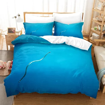 Цифров комплект спално бельо Ocean 3D, чаршаф + калъфка за възглавница, популярен стил, 2/3 бр.(Без подплата и кърпи) комплект спално бельо queen