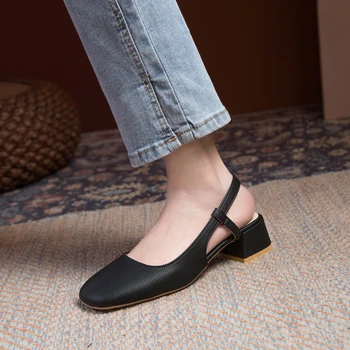 Червени сандали Baotou от окото на материала, дамски летни сандали в гъст средно ток, ново 2022 г., на супер гореща дамски обувки и сандали, дамски обувки 3