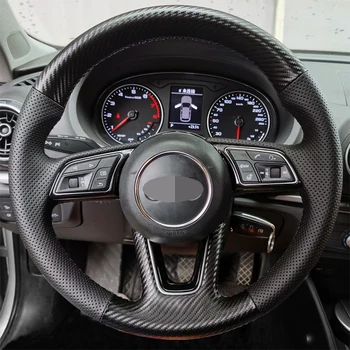 Черна Капачка на Кормилното Колело От естествена Кожа и карбон За Audi A4 (B9) Avant A5 (F5) Q2 A1 (8X) A3 Sportback (8V) 1