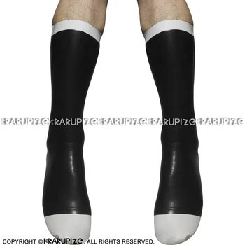 Черно-Бели Секси Къси Гумени Латексови Чорапи с Тапицерия WZ-0061