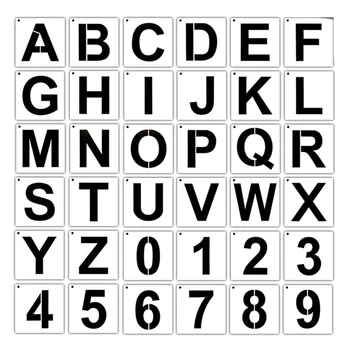Шаблони с букви За Рисуване върху дърво 36 бр Шаблони с букви и Цифри за Многократна употреба Шаблони, Шрифтове За домашен Декор
