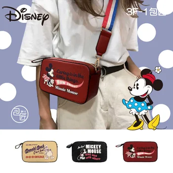 Япония Disney Мини Маус Мики Доналд Дък Малка Квадратна Чанта За Камера Модерен Универсален Тенденция Диагонал Широка Презрамка На Чанта През Рамо