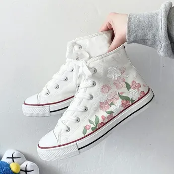 Японската Скъпа Ежедневни обувки В цвят череша, Розови Обувки, Парусиновая Обувки на висок Ток, Дамски Пролетната Мода, Студентски стил, колеж, Cos