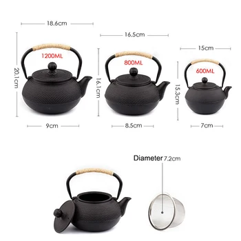 Японски Железен Чайник за Чай с приготвяне на чай от Неръждаема Стомана Чугун Кана за Варене на Вода Oolong 600/800/1200 мл 2