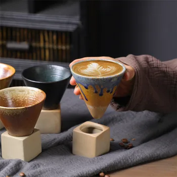 Японски стил, 200 мл груб креативна керамична чаша домашна кухня, хол ins вятърна чаша керамична ретро чашата за кафе