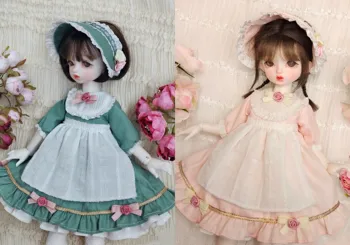 （Изпратено през февруари 2023） Рокля за кукла Bjd розово-зелена пола в стил Лолита 