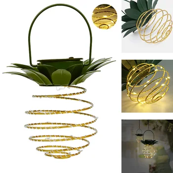 Слънчев ананас лампа железен фенер led меден проводник лампа ред открит водоустойчив градина с декоративен окачен лампа осветление